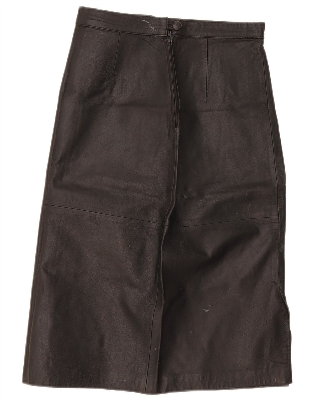 Saia de couro feminina vintage W28 média preta