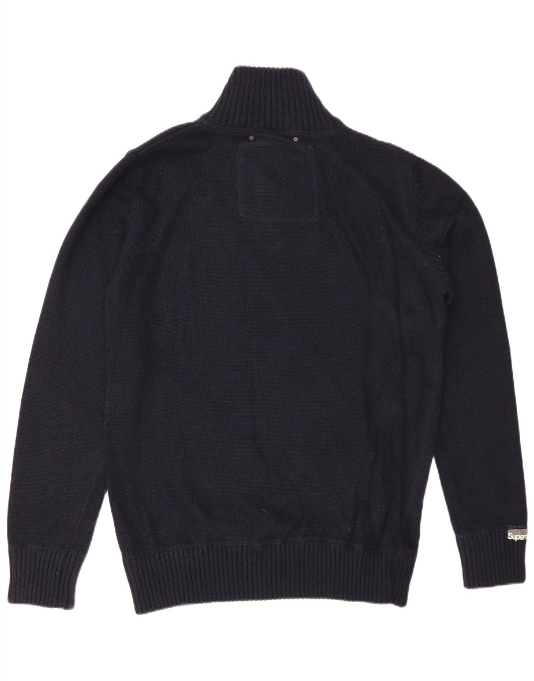 Suéter masculino SUPERDRY com zíper e gola XL em viscose azul marinho