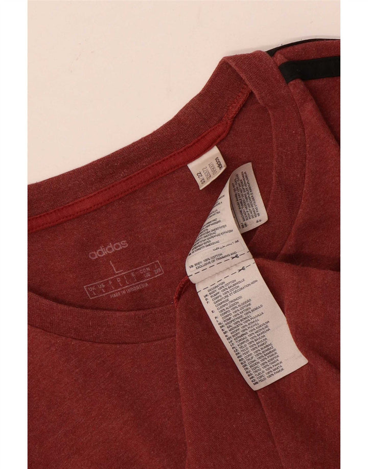 Adidas Mens Camiseta Top Grande Algodão Vermelho