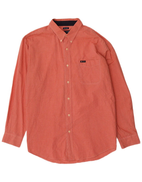 Camisa masculina Chaps XL laranja algodão guingão