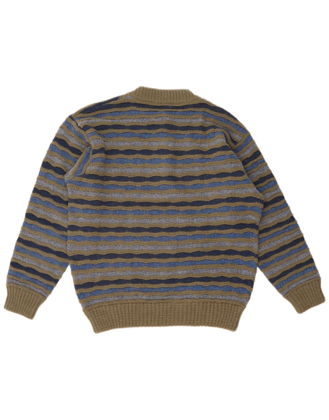 Suéter masculino vintage com decote em botão IT 48 listrado médio multicolorido
