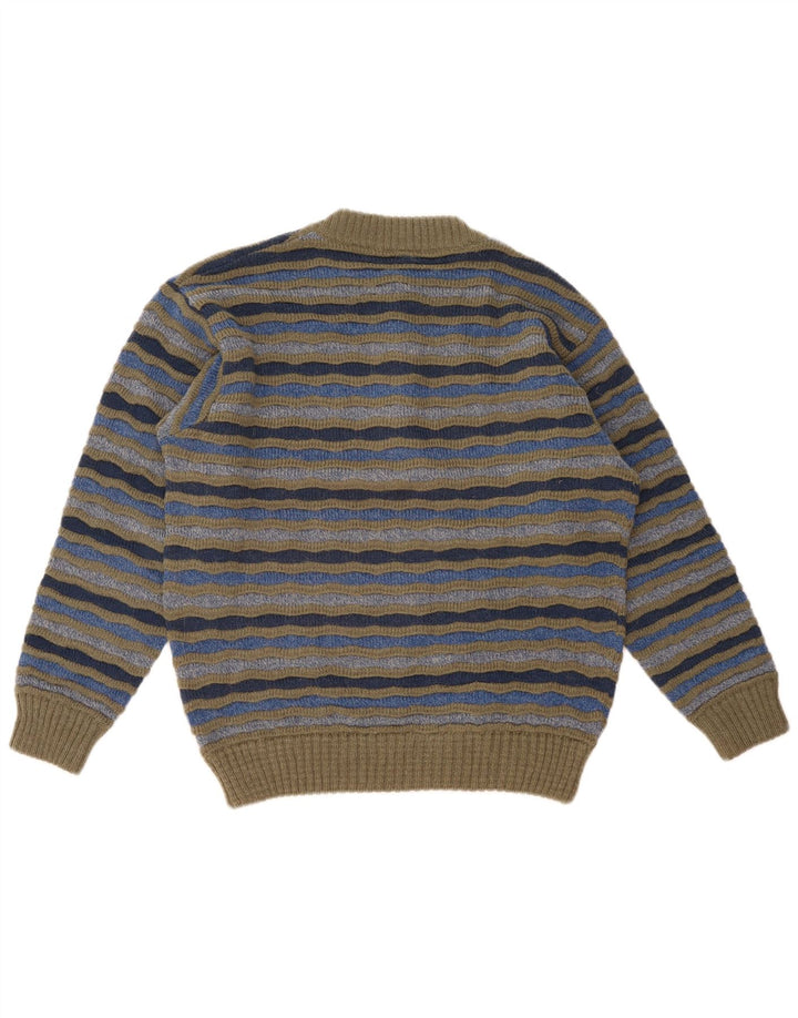 Suéter masculino vintage com decote em botão IT 48 listrado médio multicolorido