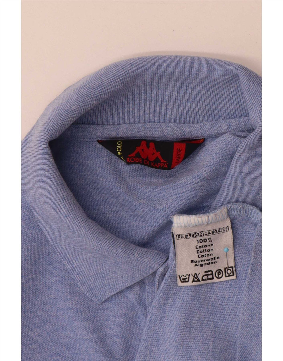 Camisa polo masculina de manga comprida Kappa grande algodão azul