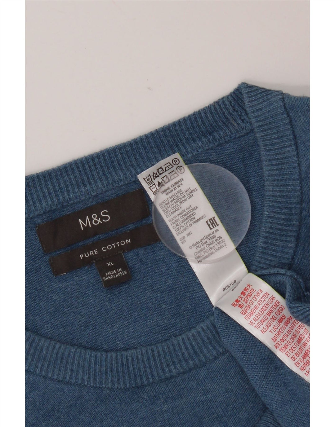 Suéter masculino Marks & Spencer com gola redonda XL algodão azul