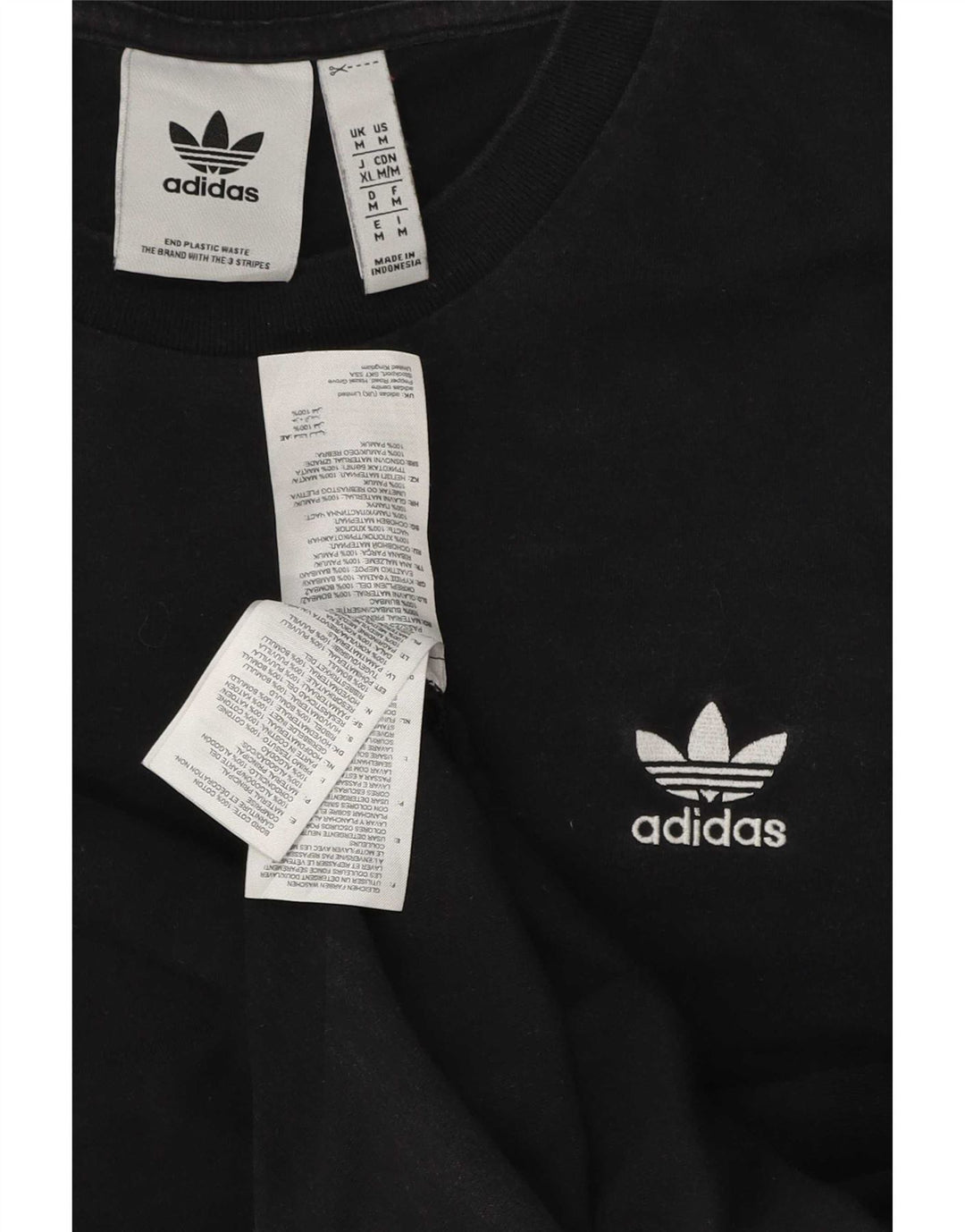 Adidas Mens Camiseta Top Médio Algodão Preto