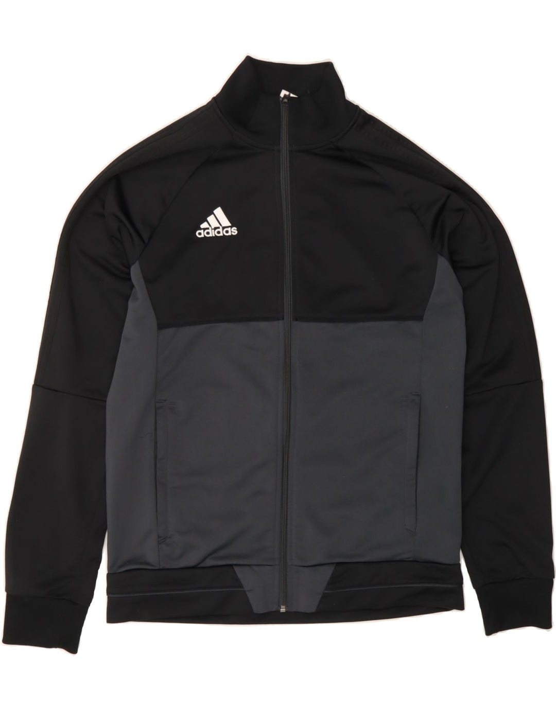 ADIDAS Mens Tracksuit Top Jacket Médio Preto Colourblock Poliéster