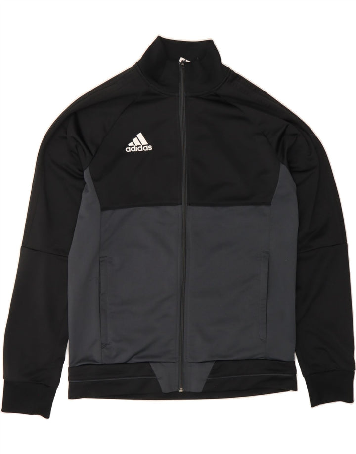 ADIDAS Mens Tracksuit Top Jacket Médio Preto Colourblock Poliéster