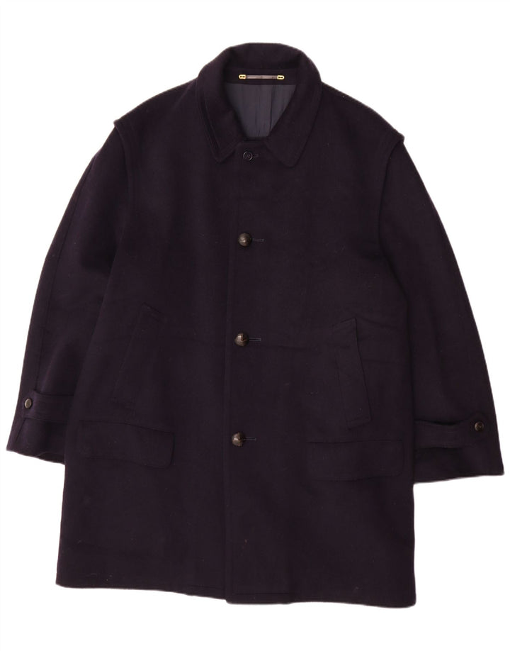 Sobretudo masculino Schneiders Pischl UK 42 XL lã azul marinho
