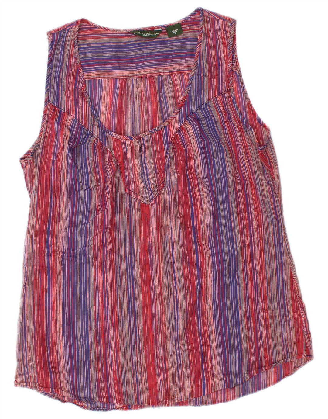 Blusa feminina sem mangas Eddie Bauer UK 12 listrada média multicolorida