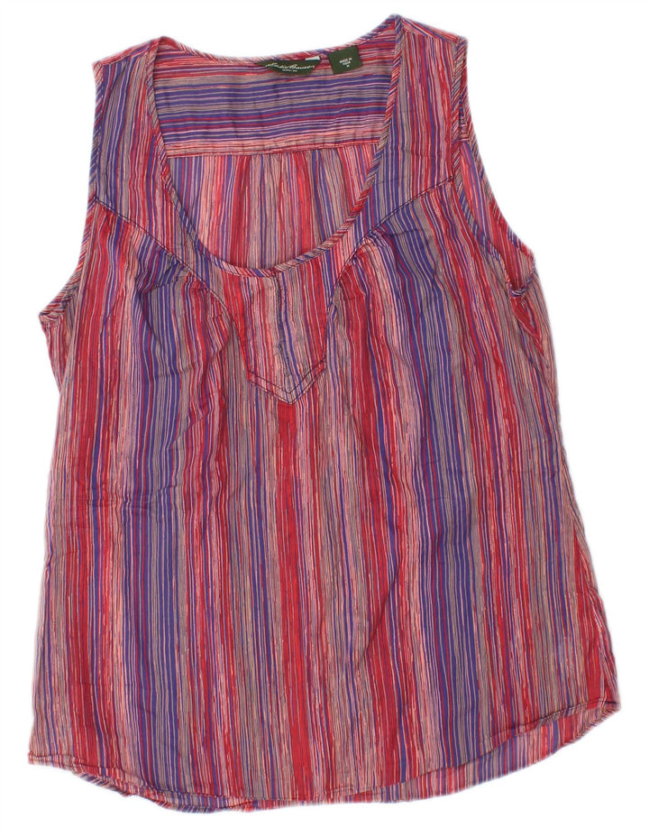 Blusa feminina sem mangas Eddie Bauer UK 12 listrada média multicolorida