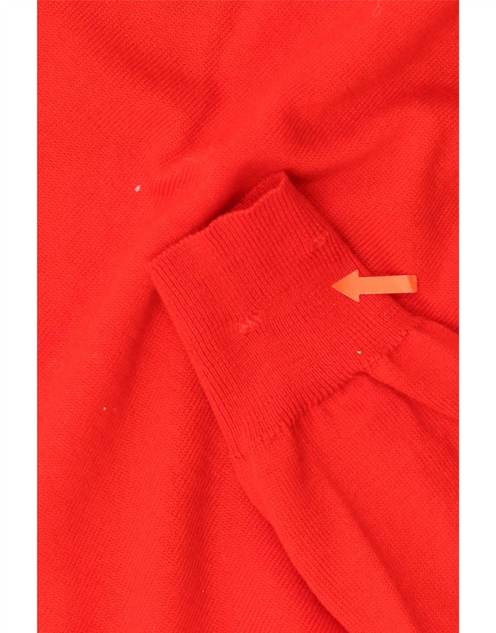 Suéter masculino VINTAGE com decote em V médio vermelho Argyle/Diamante