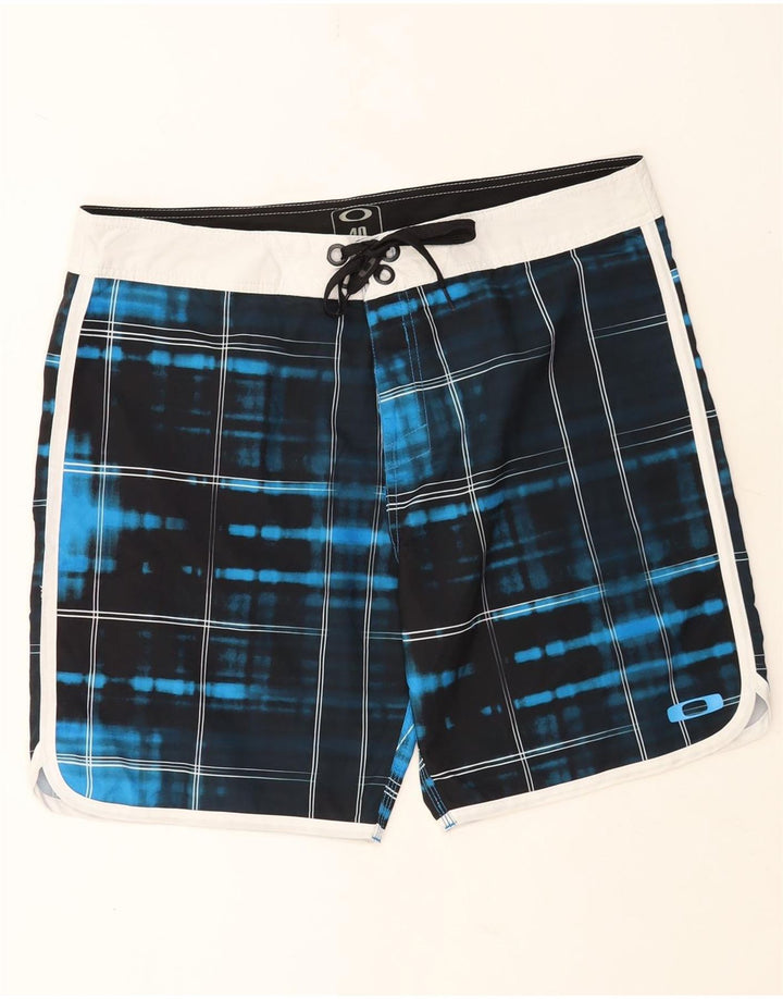 Calções de banho masculinos Oakley XL azul marinho xadrez poliéster