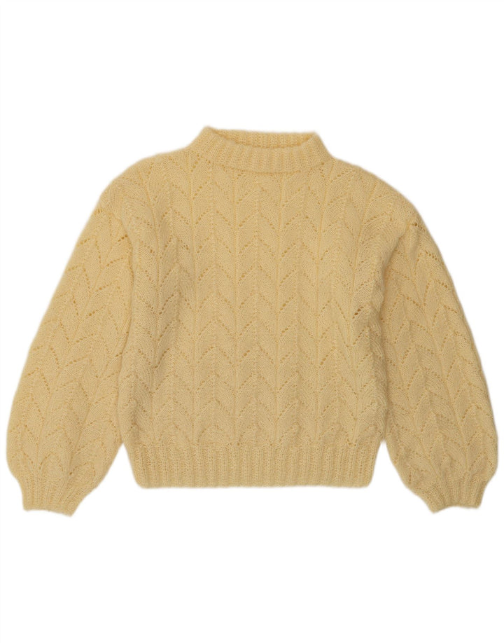 Suéter feminino vintage com gola tartaruga Reino Unido 14 amarelo médio