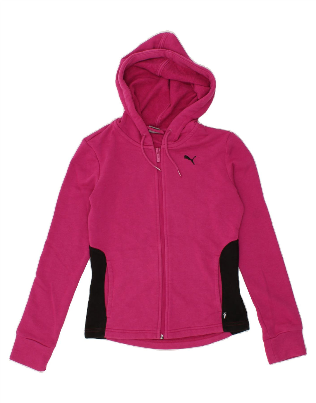 PUMA Womens Zip Hoodie Sweater UK 6 XS Pink Colourblock Cotton Vintage Puma and Second-Hand Puma from Messina Hembry 