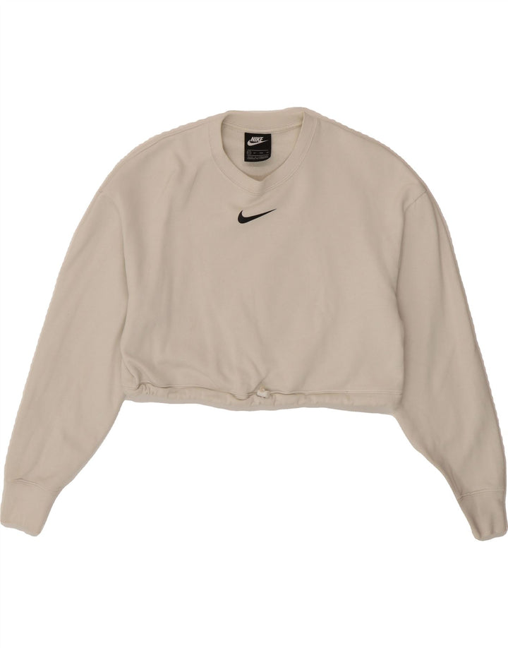 NIKE Womens Crop Graphic Sweatshirt Jumper UK 6 XS White Vintage Nike and Second-Hand Nike from Messina Hembry 