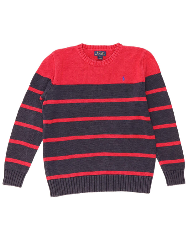 Polo Ralph Lauren Suéter masculino com gola redonda 15-16 anos XL listrado vermelho