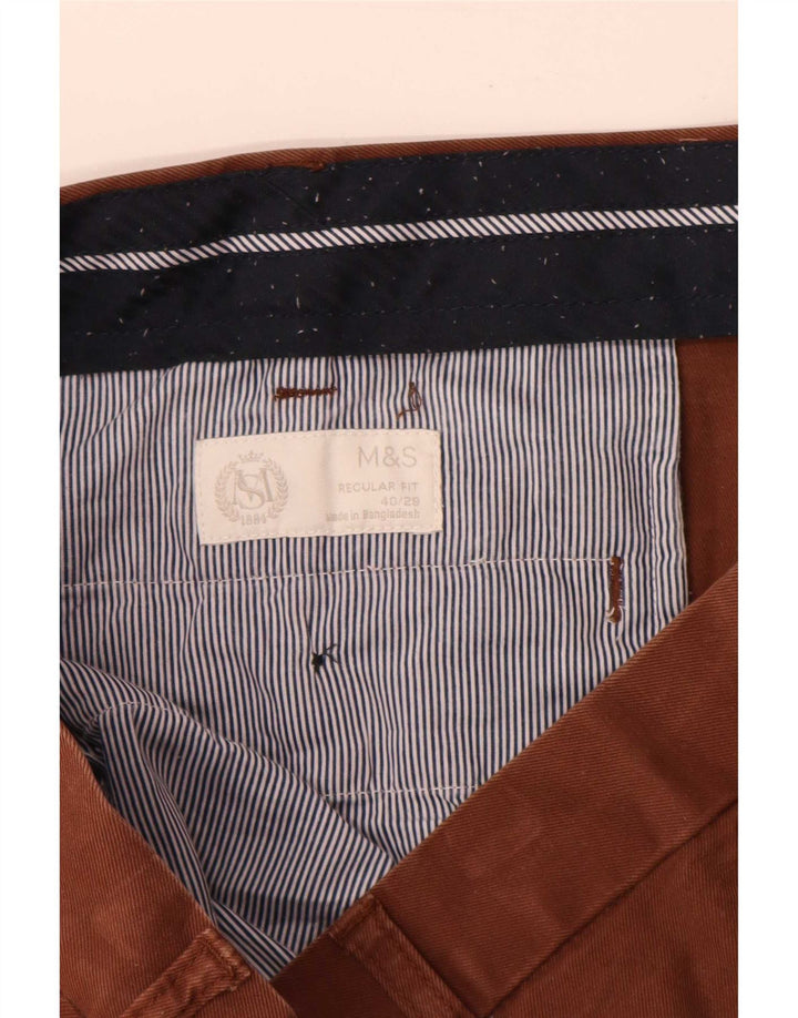 Calça chino masculina Marks & Spencer reta regular fit W40 L29 marrom