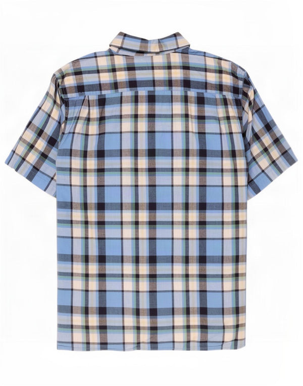 Wrangler Camisa masculina de manga curta azul médio xadrez algodão