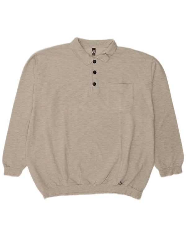 Trigema moletom masculino com gola polo jumper 3XL algodão manchado cinza