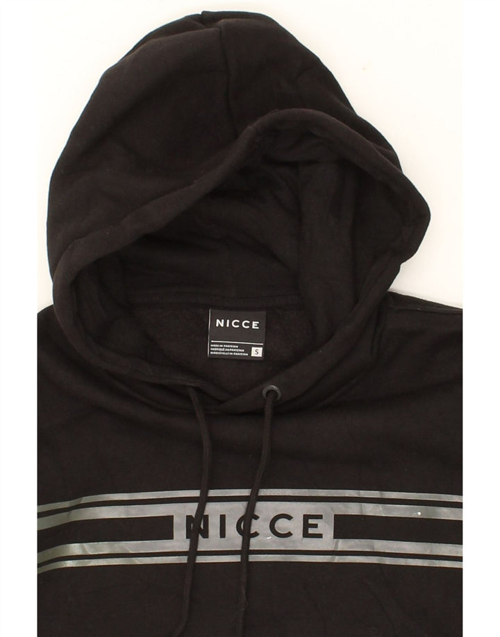 NICCE Mens Graphic Hoodie Jumper Small Black Cotton Vintage Nicce and Second-Hand Nicce from Messina Hembry 