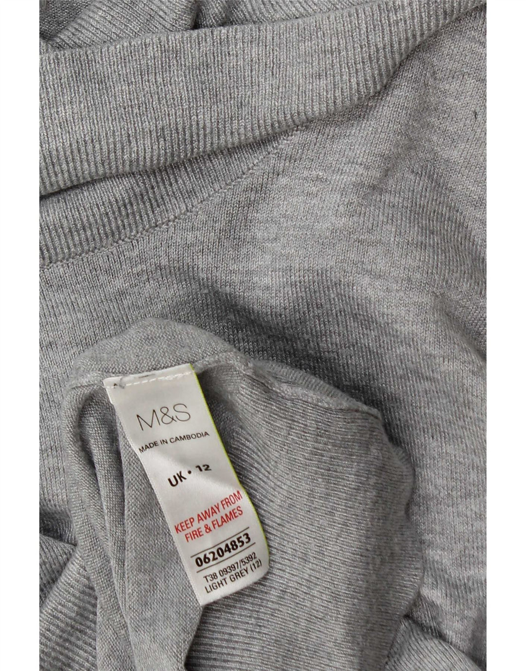 Suéter feminino Marks & Spencer com gola redonda Reino Unido 12 viscose cinza médio