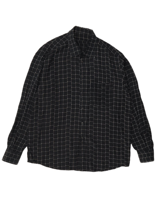 Camisa masculina vintage grande viscose geométrica preta