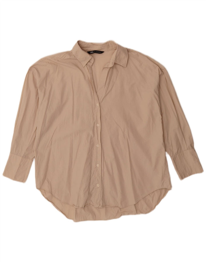 Camisa oversized feminina Zara UK 10 pequena bege