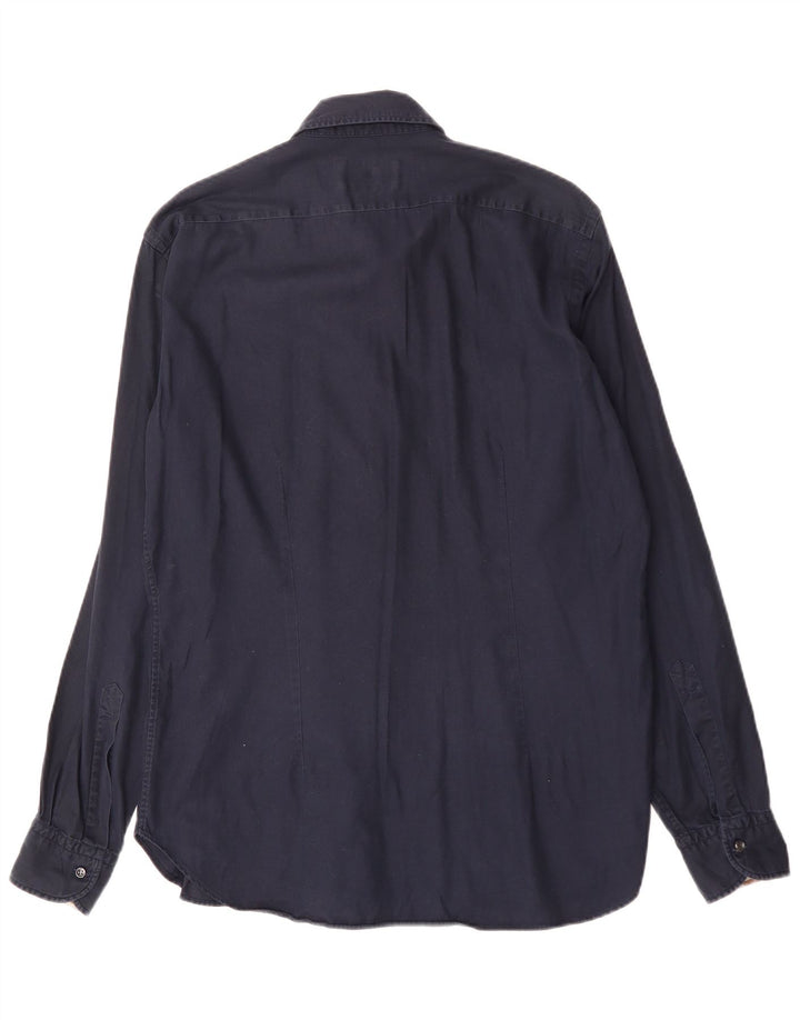 Camisa masculina AQUASCUTUM tamanho 16 1/2 42 grande algodão azul marinho