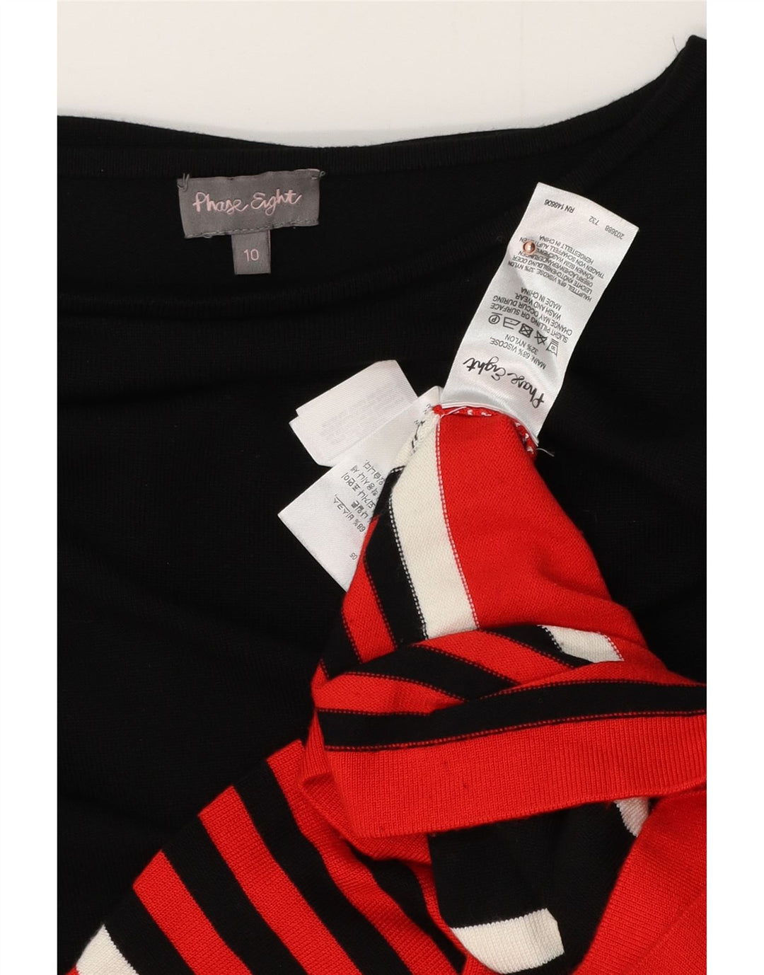 FASE EIGHT Vestido feminino manga 3/4, Reino Unido 10 pequeno listrado preto