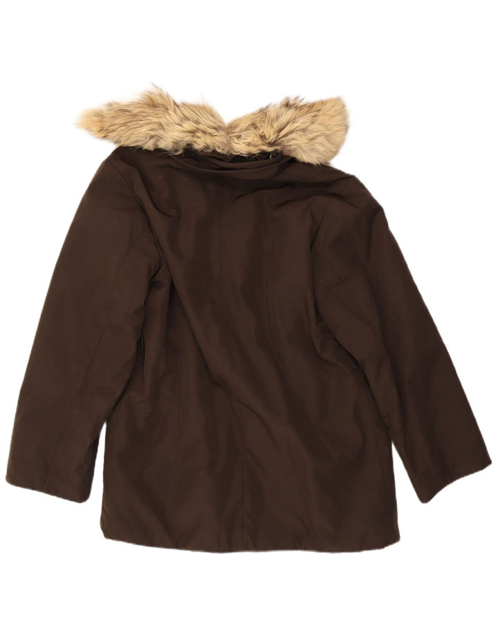 Jaqueta Parka Feminina Zara UK 14 Poliéster Marrom Médio