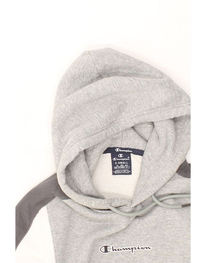 CHAMPION Mens Graphic Hoodie Jumper XS Grey Colourblock Cotton Vintage Champion and Second-Hand Champion from Messina Hembry 