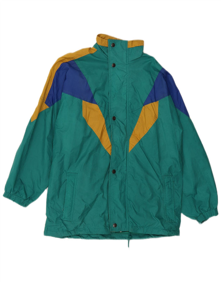 Jaqueta corta-vento masculina VINTAGE UK 40 grande azul colorblock poliamida