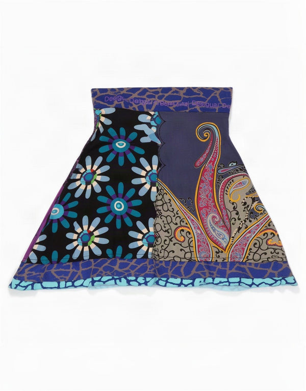 Desigual saia feminina gráfica linha A médio W30 paisley multicolorido