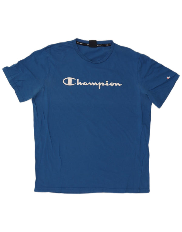 Camiseta gráfica masculina Champion Top 3XL algodão azul