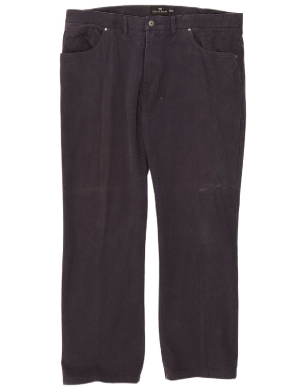 Calça masculina reta casual Marks & Spencer W40 L29 algodão azul marinho