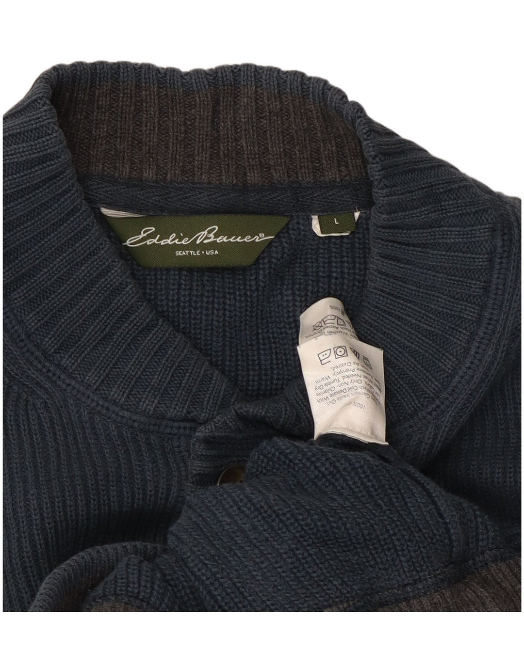 EDDIE BAUER Suéter masculino com gola redonda, grande algodão azul marinho
