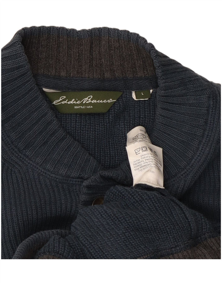 EDDIE BAUER Suéter masculino com gola redonda, grande algodão azul marinho