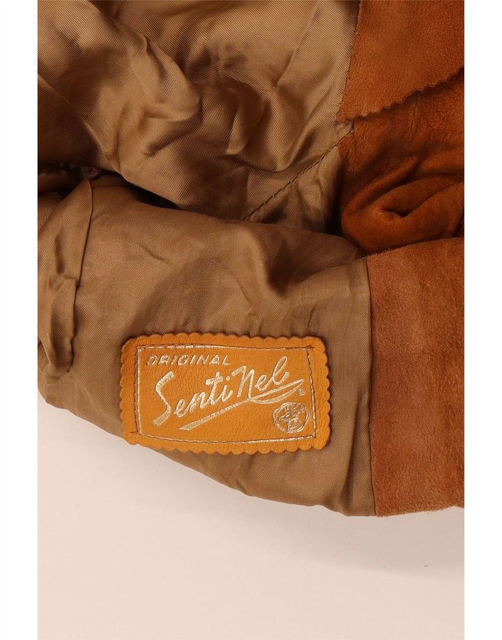 Jaqueta bomber feminina vintage de camurça UK 12 marrom médio