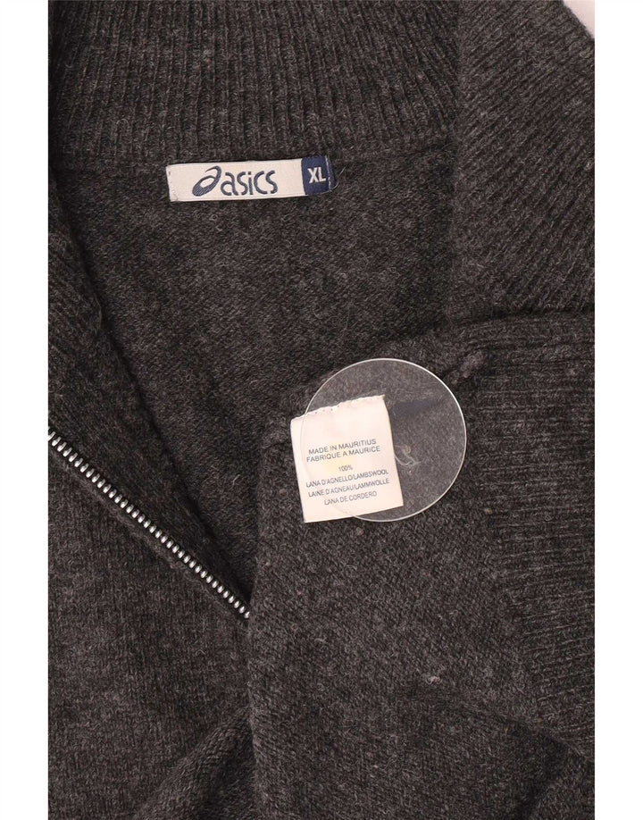 Suéter masculino Asics com zíper e gola XL em lã de cordeiro cinza