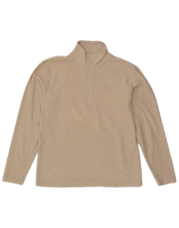 Jumper de lã feminino com zíper e gola Asics UK 16 grande poliéster branco