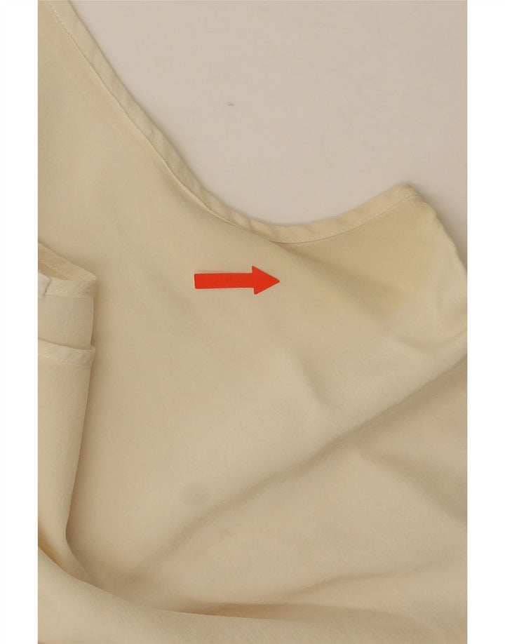 Top colete feminino vintage UK 14 seda bege médio