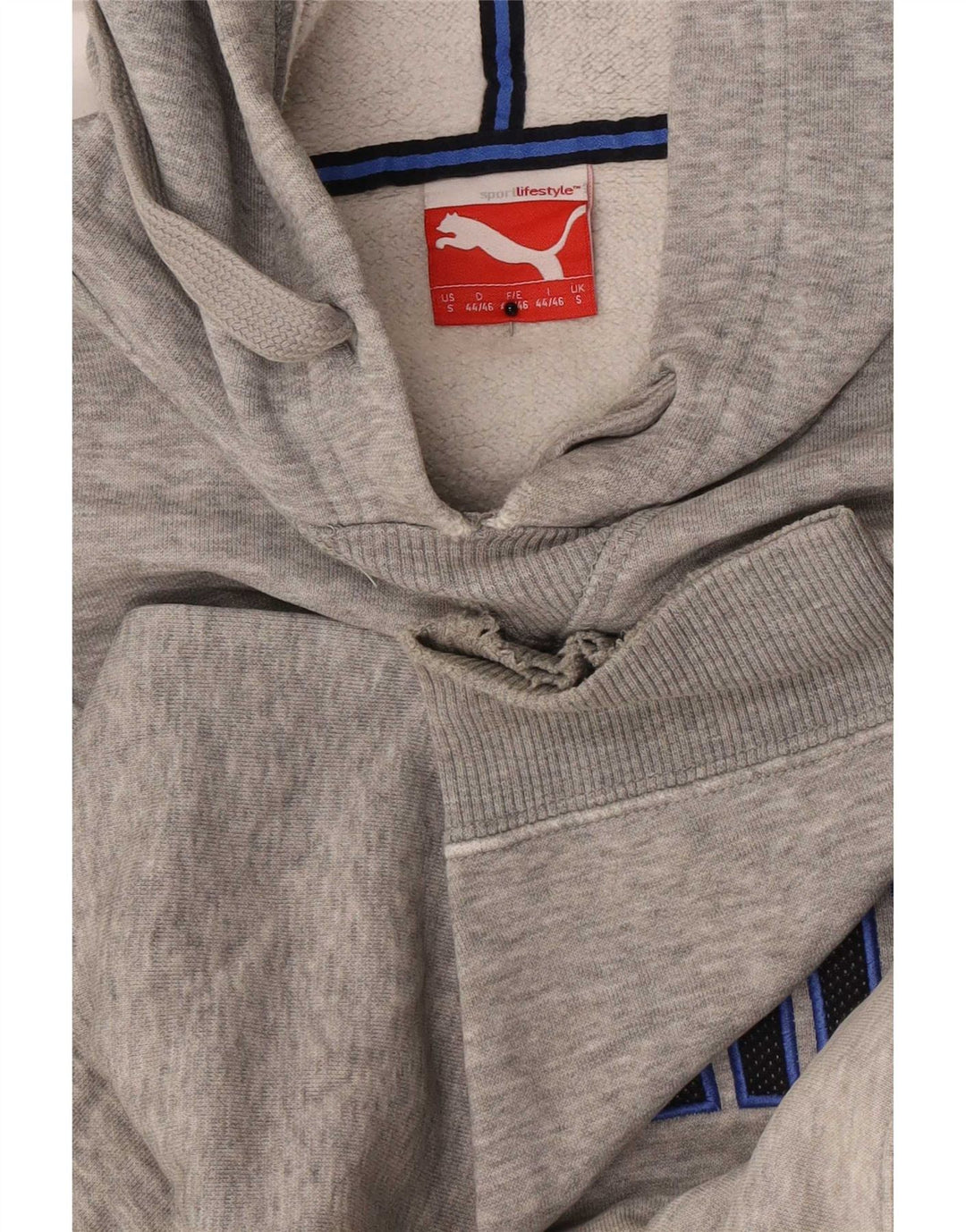 Puma masculino gráfico moletom com capuz pequeno cinza manchado
