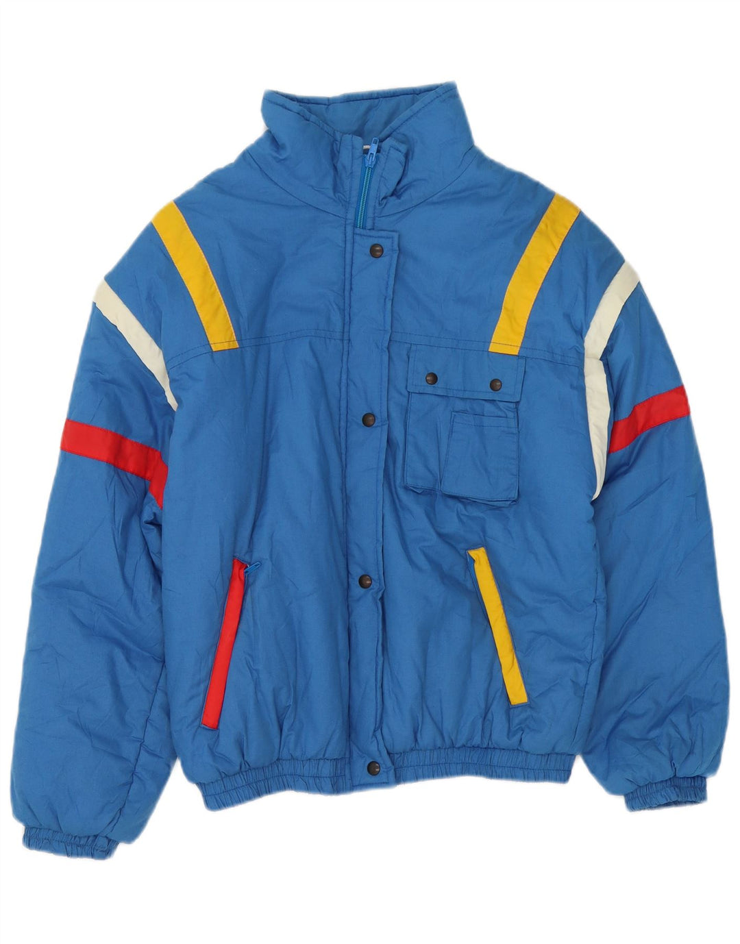 Jaqueta de esqui feminina vintage EU 42 grande poliéster azul Colourblock