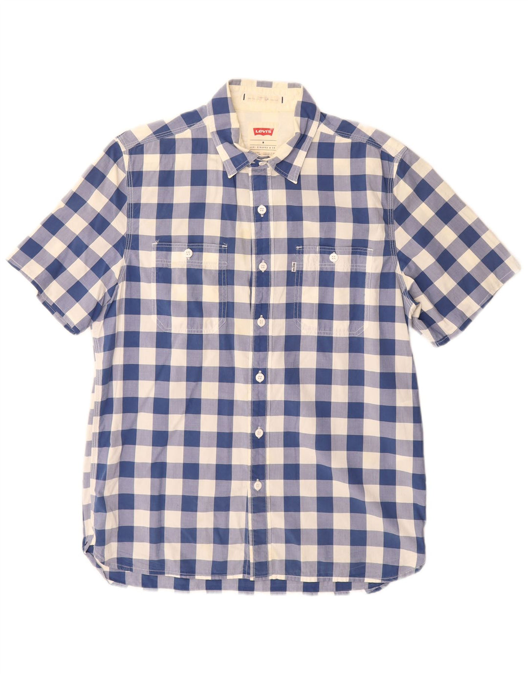 Camisa masculina de manga curta padrão Levi's de algodão guingão azul médio
