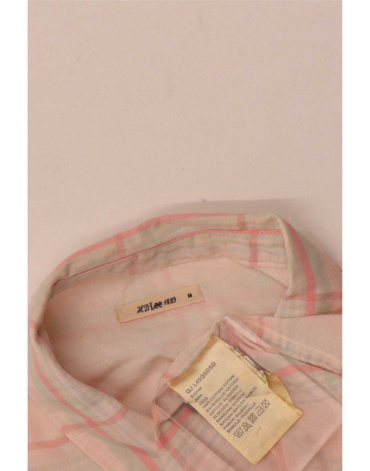 Camisa feminina Lee UK 14 algodão xadrez rosa médio