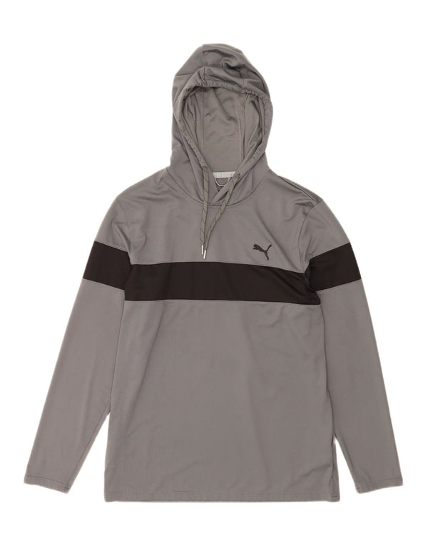 PUMA Mens Hooded Top Manga Longa Cinza Médio Colourblock Poliéster