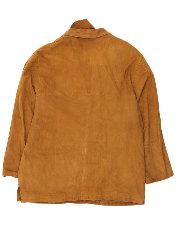 Jaqueta blazer feminina de camurça com 3 botões da Conbipel Reino Unido 14 couro marrom médio