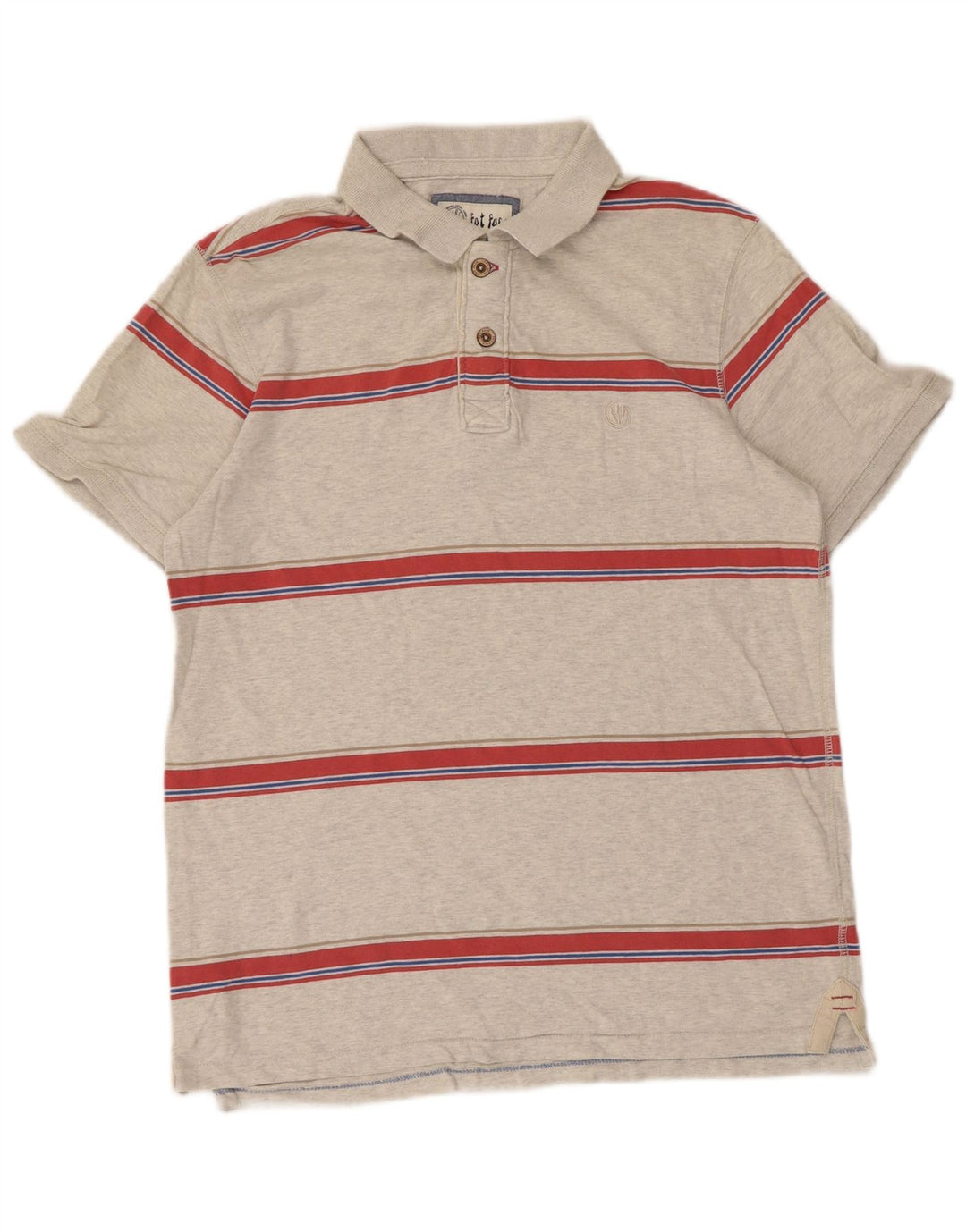 Camisa polo masculina Fat Face pequena listrada cinza de algodão