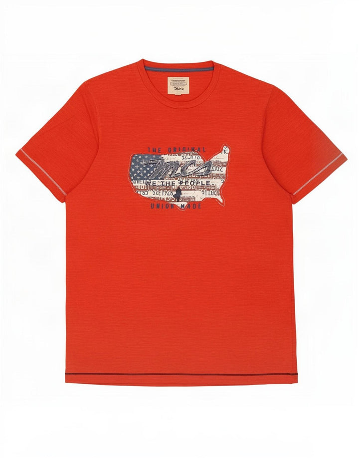 Camiseta gráfica masculina Marlboro Classics Top médio algodão vermelho