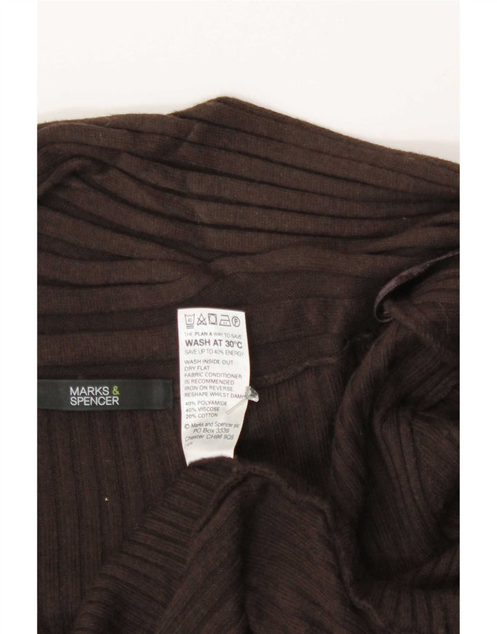 Suéter de cardigã aberto assimétrico feminino Marks & Spencer Reino Unido 12 marrom médio